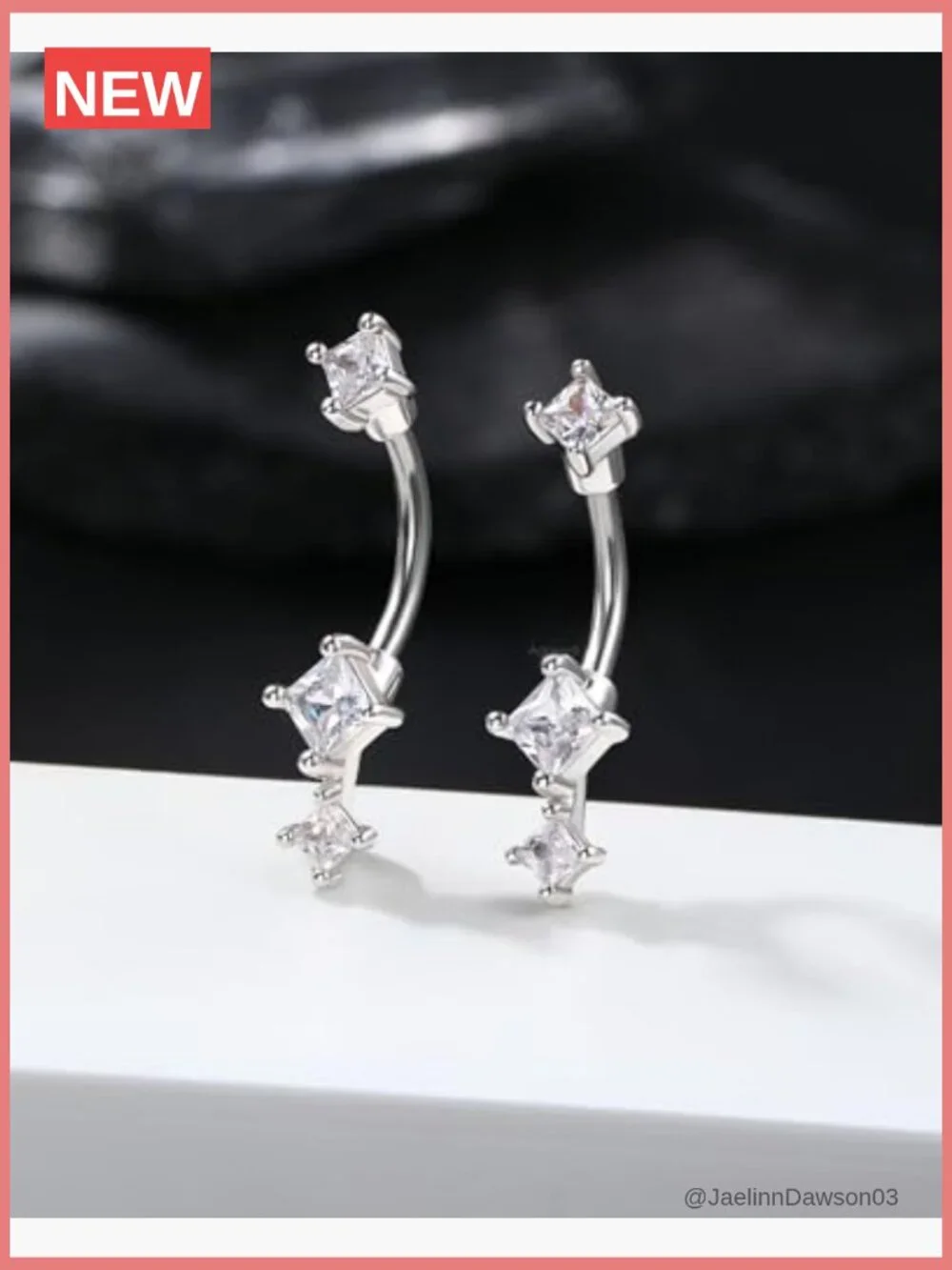 Minimalist Rook Earrings 8mm Silver Stainless Steel Clear CZ Curved Barbell 16G